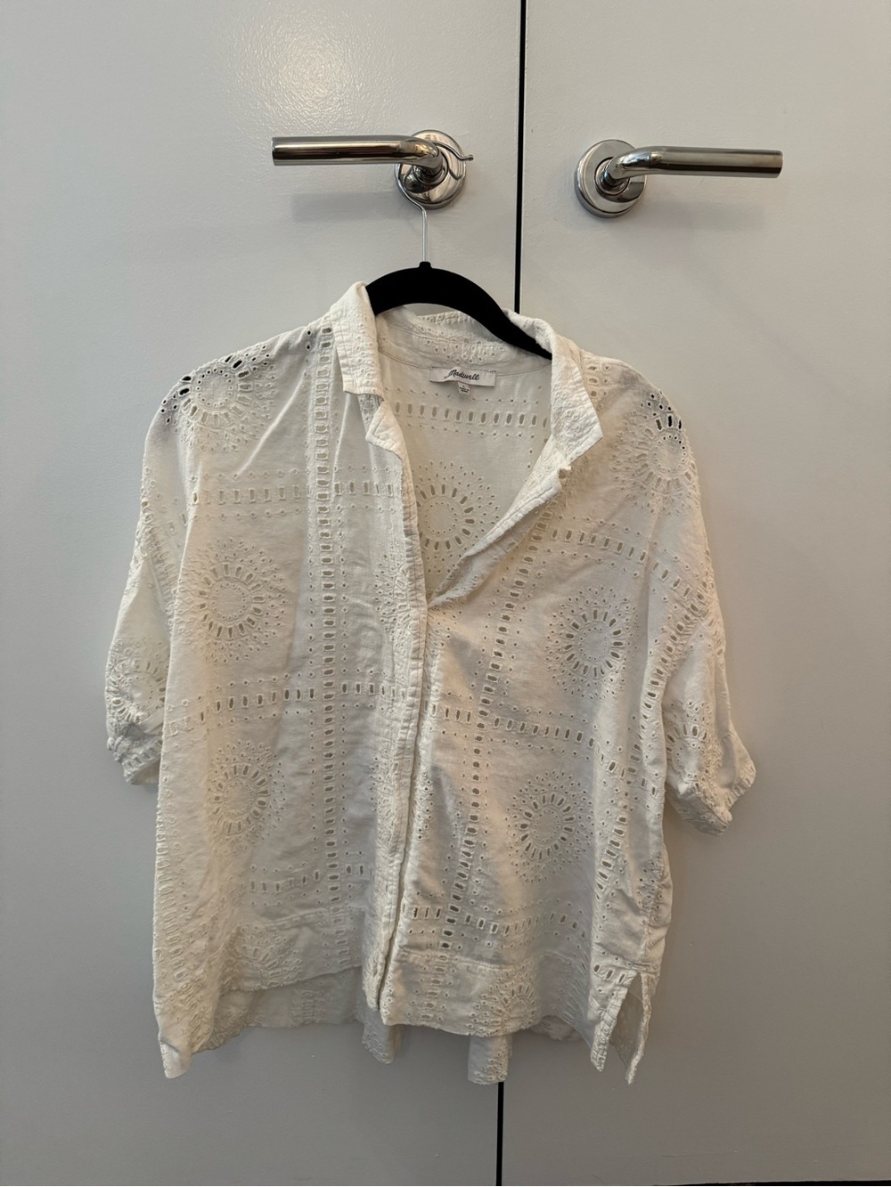 Madewell White Eyelet Camp Shirt